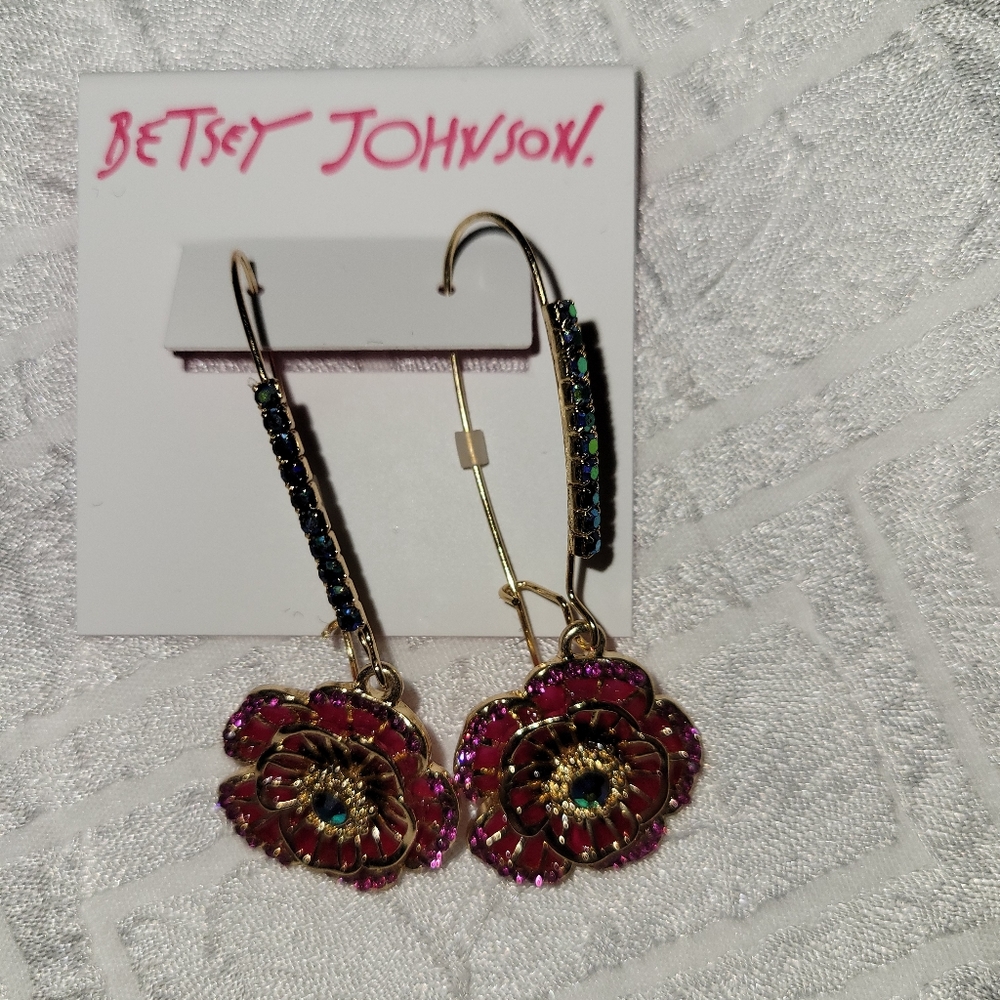 Betsey Johnson Dangling Floral Earrings